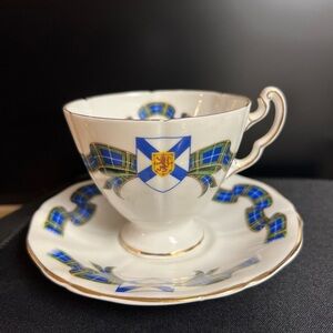 Elizabethan Tartan Tea Cup &Saucer Nova Scotia Blue Plaid Bone China Engl  #HL4!